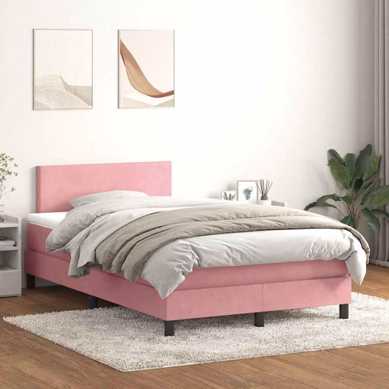 Maison Exclusive - Letto a Molle con Materasso e LED Rosa 120x220 cm in Velluto