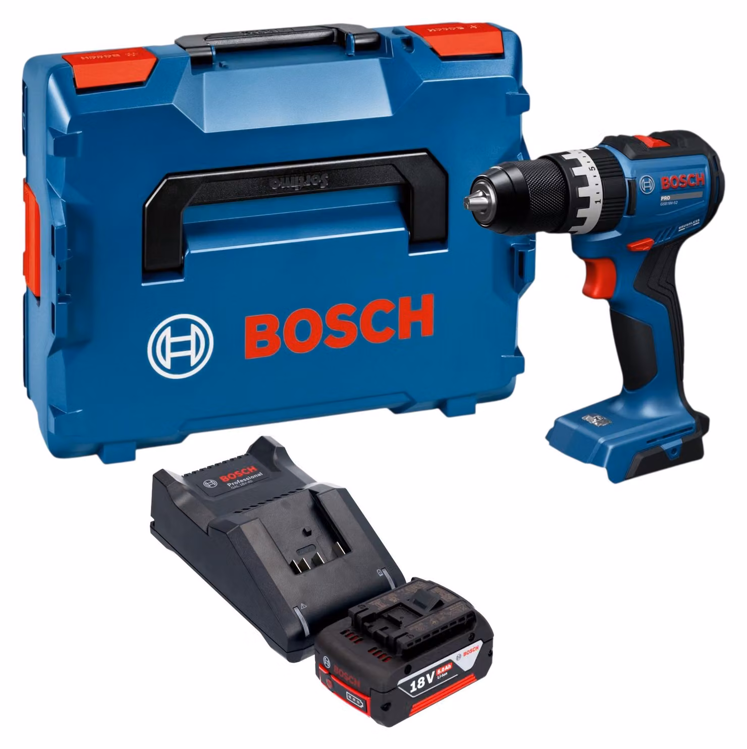 Avvitatore a percussione a batteria Bosch GSB 18V-52 Professional 18 V 70 Nm Brushless + 1 batteria da 5,0 Ah + caricabatterie + L-Boxx