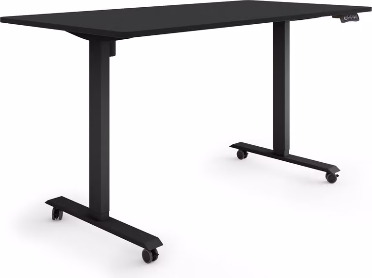 ESMART Germany ETX-121BB 160x80cm Nero Scrivania ergonomica in piedi/seduta su rotelle Regolabile elettricamente in altezza in modo continuo 78,5-128,5cm 3 x porta di ricarica USB con memoria Promemoria attività