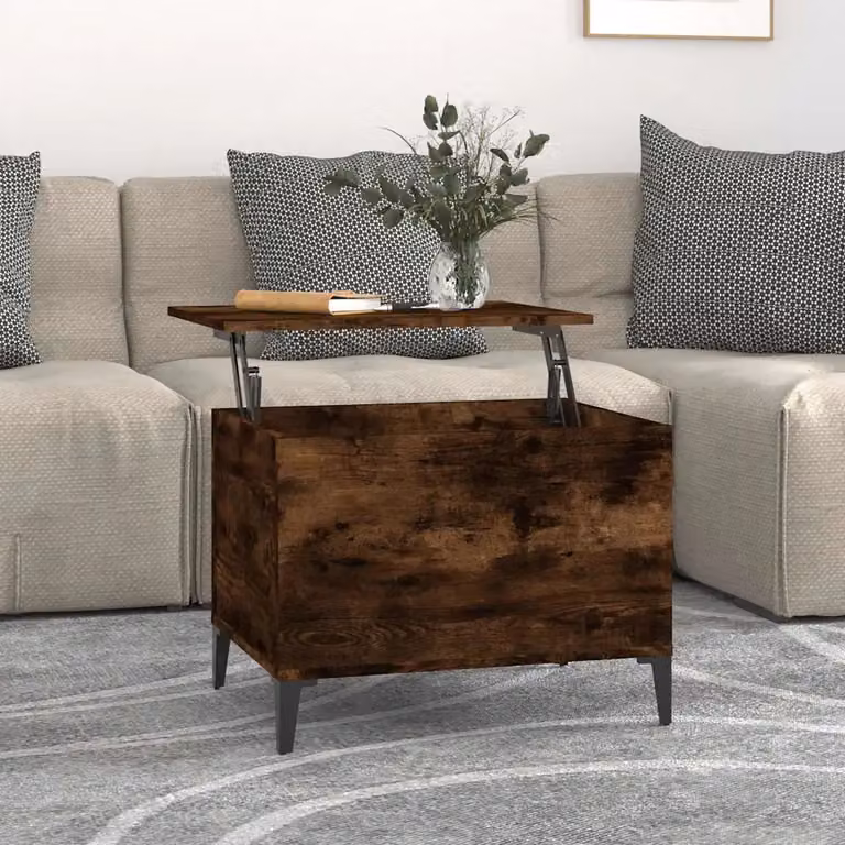 Tavolino da salotto vidaXL in legno e metallo, colore marrone rovere, L: 60 cm, P: 44,5 cm, H: 45 cm