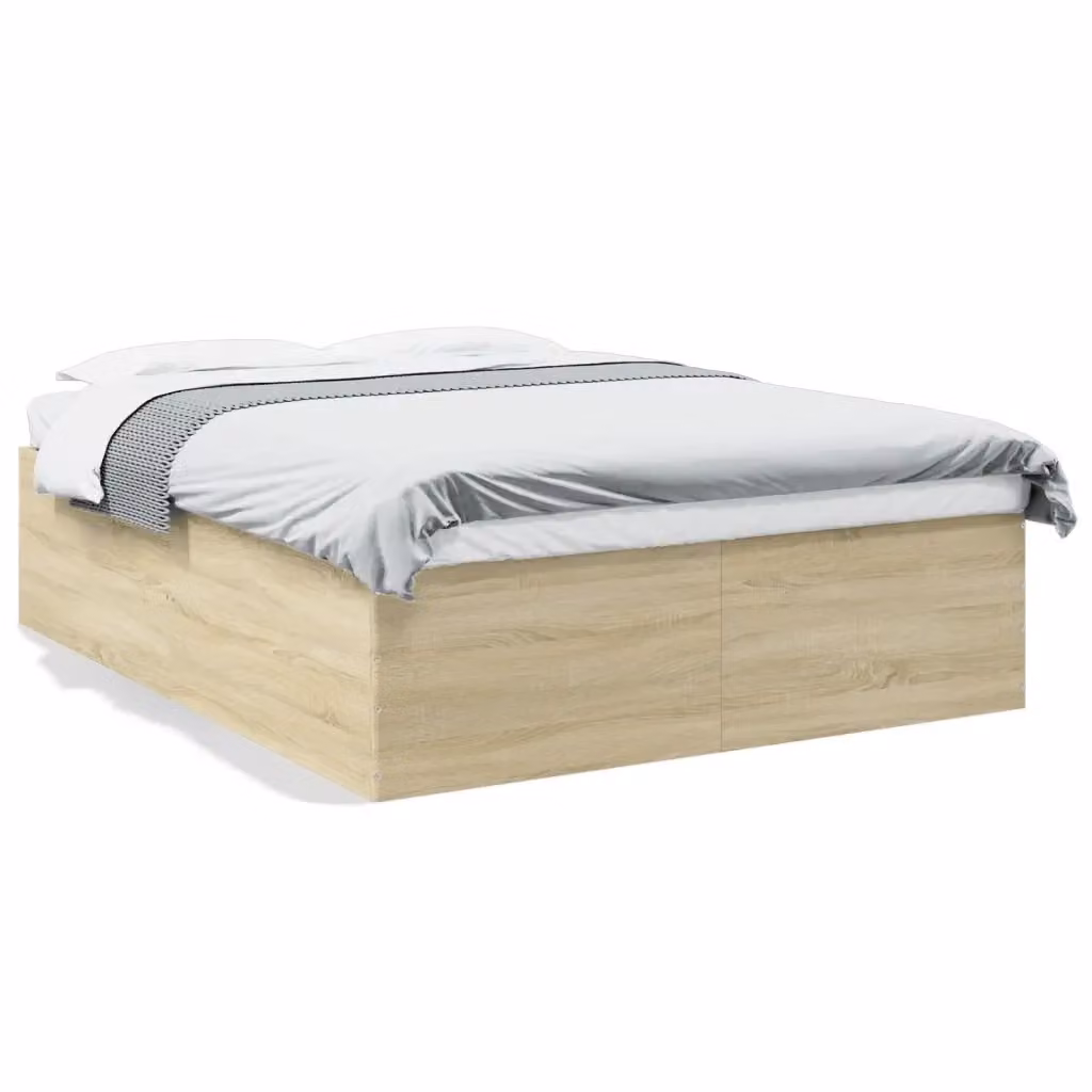 Letto matrimoniale moderno vidaXL in legno color rovere con cassetti L/P/H: 163 x 203 x 45 cm – 2
