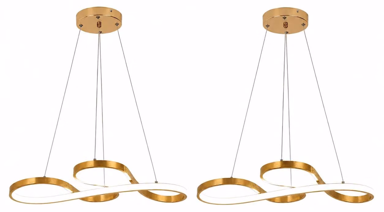 Lampada a sospensione, con altezza regolabile, disponibile in tre colori, confezione da 2 pezzi, con possibilità di cambiare tra tre diverse tonalità di luce