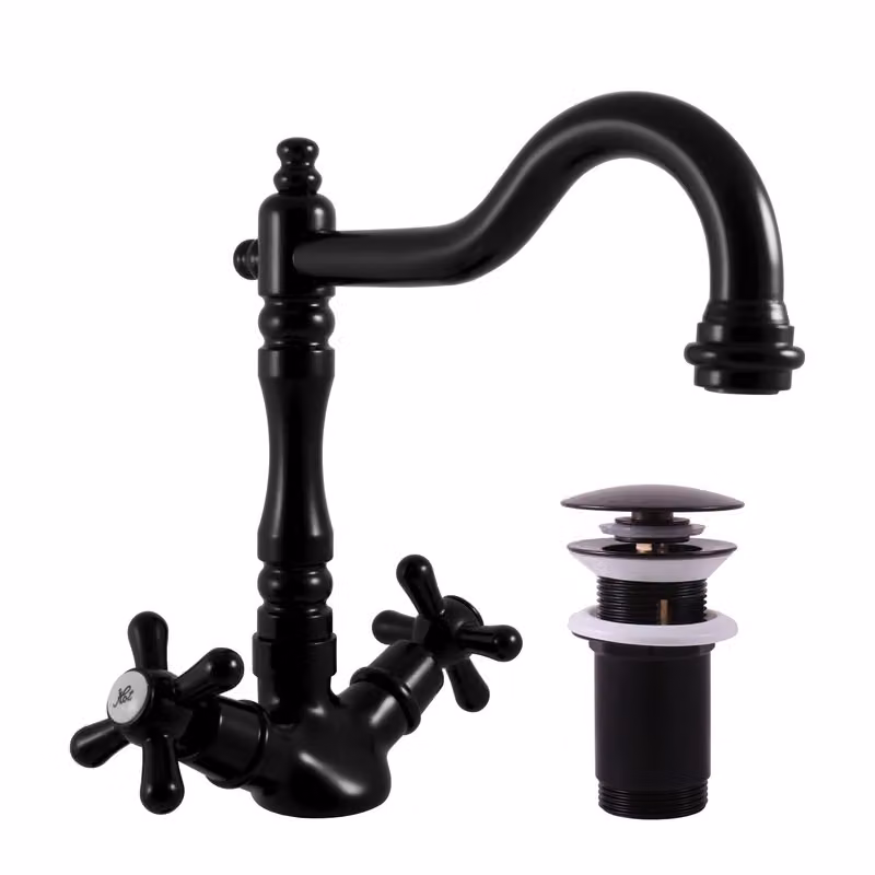 Slezák-RAV Miscelatore per lavabo Slezák RAV Morava Retro MK121/8CMAT Colore: nero opaco, Dimensione: 3/8''