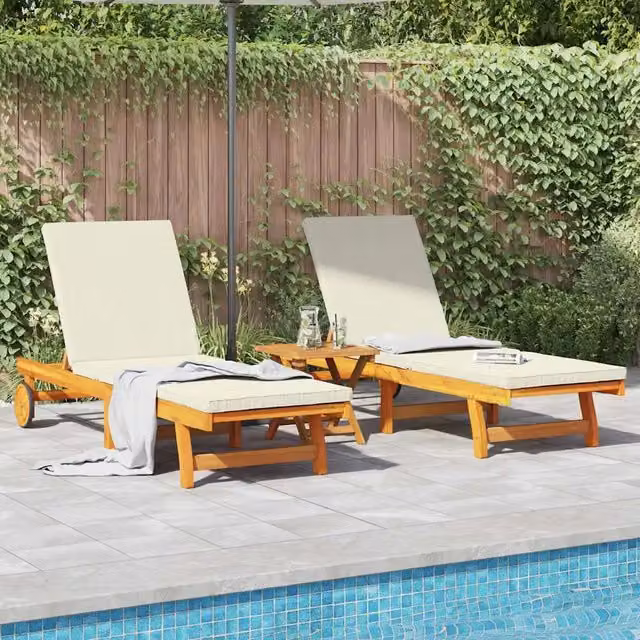 Lettino da sole 3 pz Legno di Acacia Massello Marrone 3325206