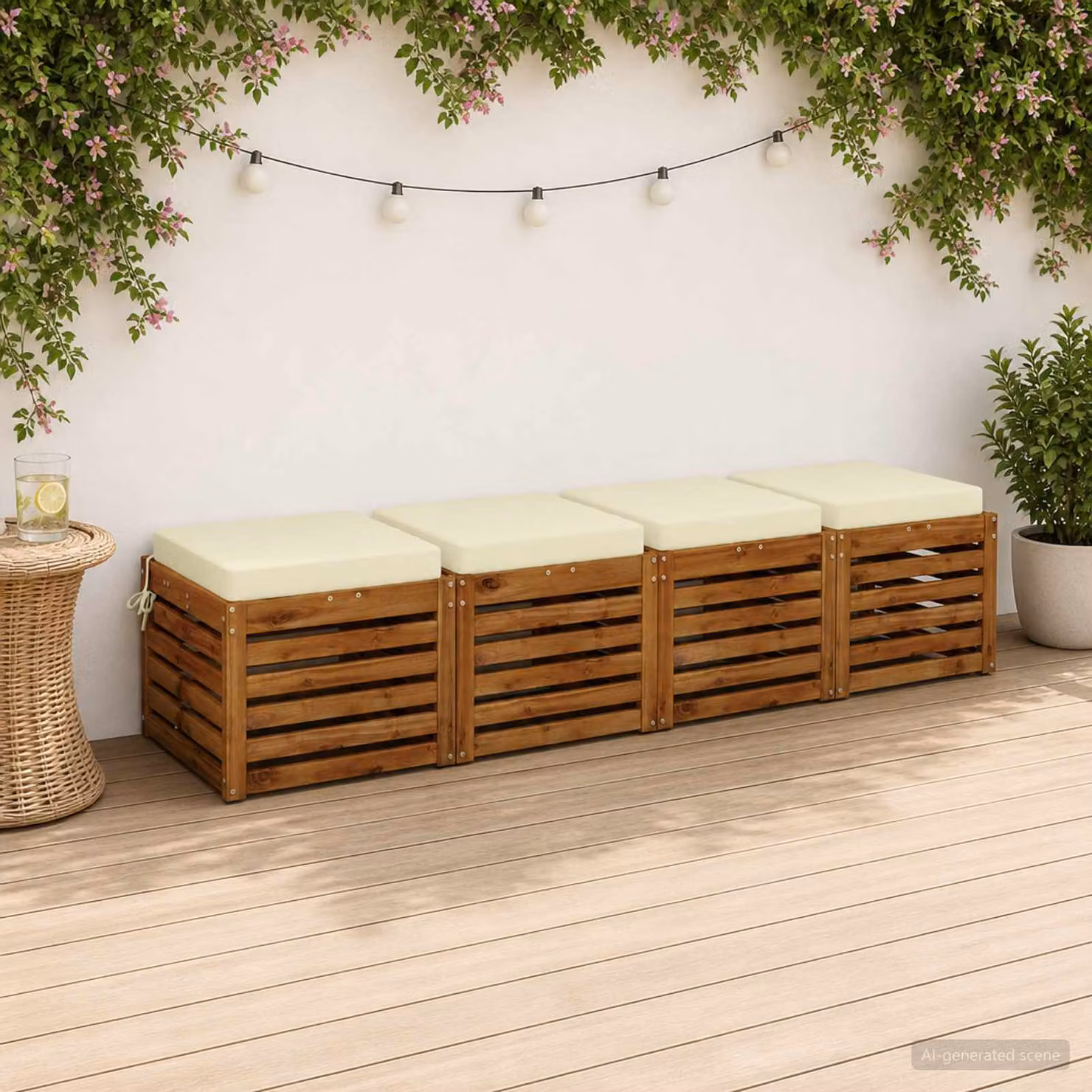 Set di 4 cuscini per sedia vidaXL in poliestere beige con rivestimento lavabile e resistente ai raggi UV