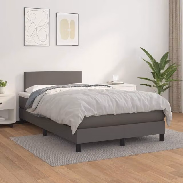 Giroletto a Molle con Materasso Grigio 120x200 cm in Similpelle 3140997