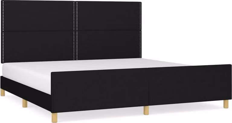 Giroletto senza Materasso Nero 200x200 cm in Tessuto