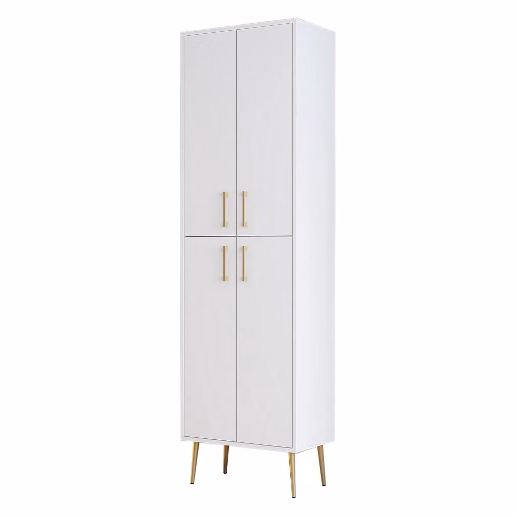 Armadio Multiuso DMORA Laino Bianco e Oro con Ripiani Interni, L: 60 cm, H: 202 cm, P: 35 cm – 2