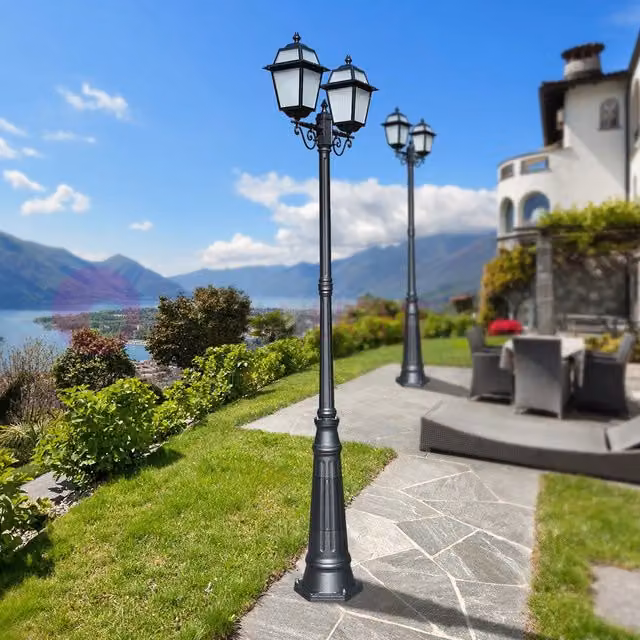 Lampione da esterno classico Artemide con 2 luci, colore antracite, Altezza: 249 cm