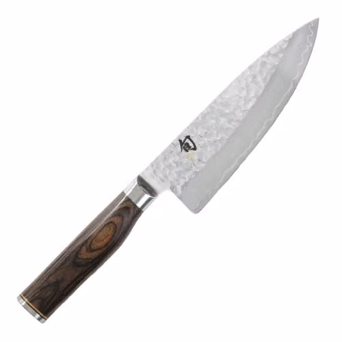 KAI Shun Premier Tim Mälzer coltello da cucina giapponese 15 cm lunghezza lama - nucleo VG-MAX 61 HRC, 32 strati di damasco lucidato a specchio - legno Pakka con venature marrone medio
