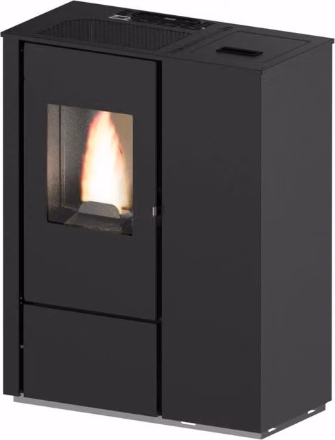 Stufa a pellet Eva Calor Carmen 7kW nero goffrato con scarico fumi laterale o posteriore