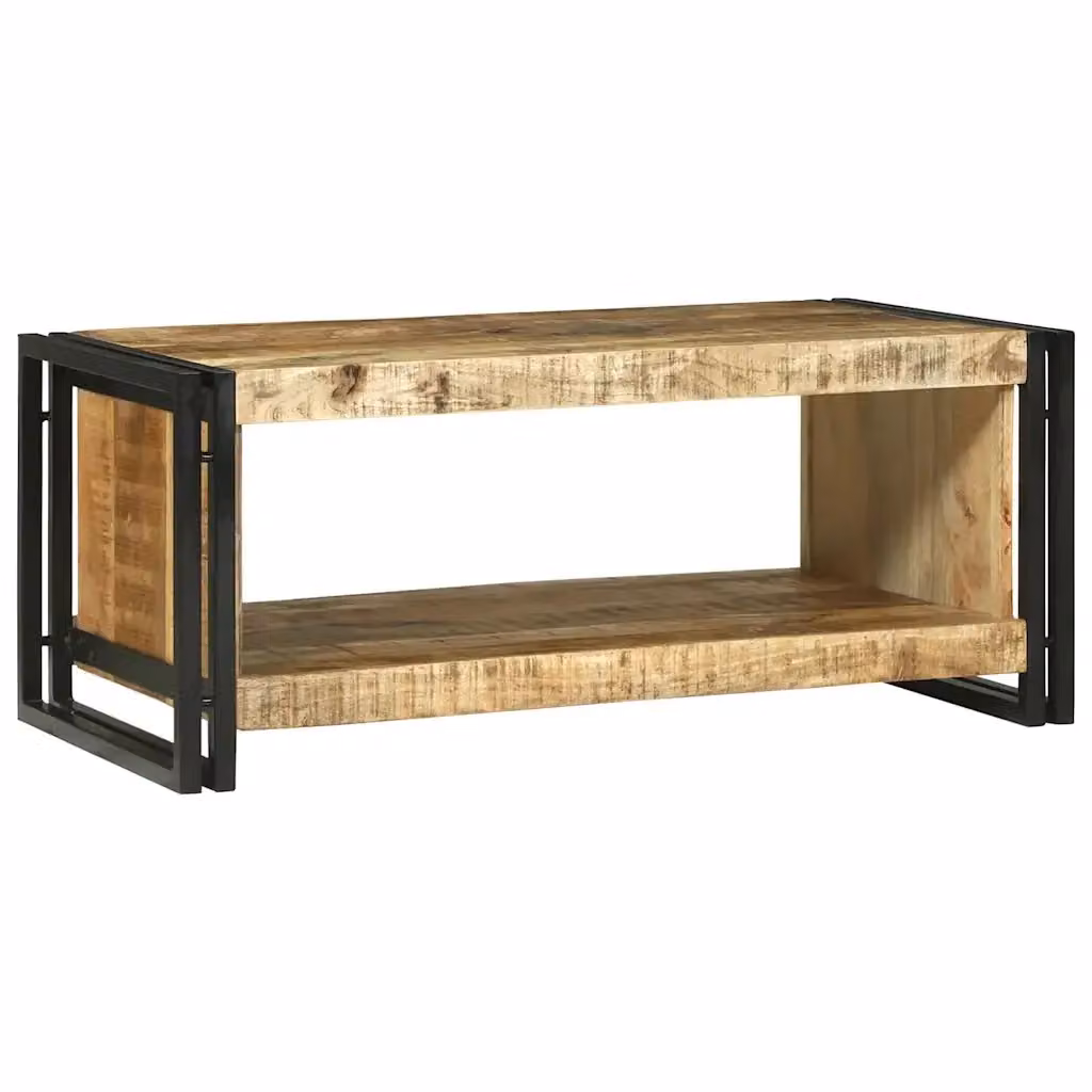 Tavolino da salotto rettangolare vidaXL in legno di mango massello marrone L: 90 cm, P: 50 cm, H: 38 cm – 2