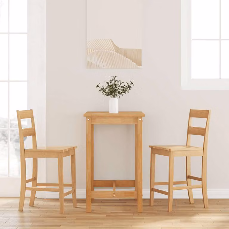 Set di 2 sgabelli da bar vidaXL in legno massello di Hevea colore naturale marrone opaco