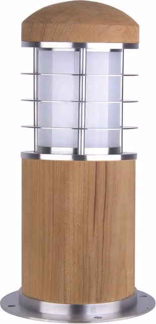 Paletto esterno Poole teak/inox E27 IP55 40W 24cm Garden Zone