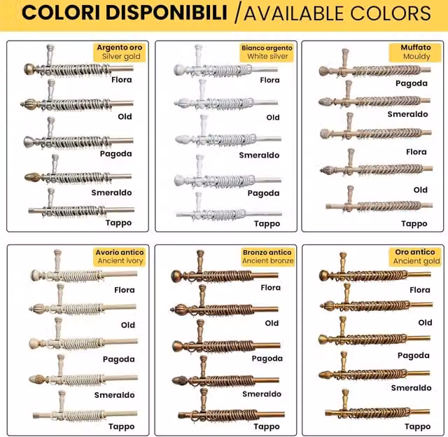 Bastone per tenda in legno TENDEEVOLUTION colore marrone con terminale smeraldo, diametro 35 mm, Lunghezza: 240 cm