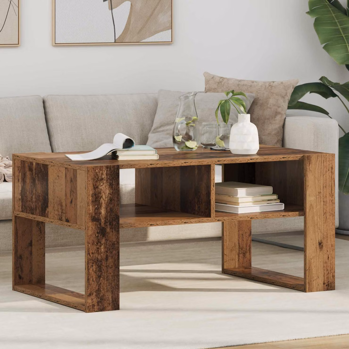 vidaXL Tavolino da salotto moderno in legno marrone L: 92 cm, P: 53 cm, H: 45 cm