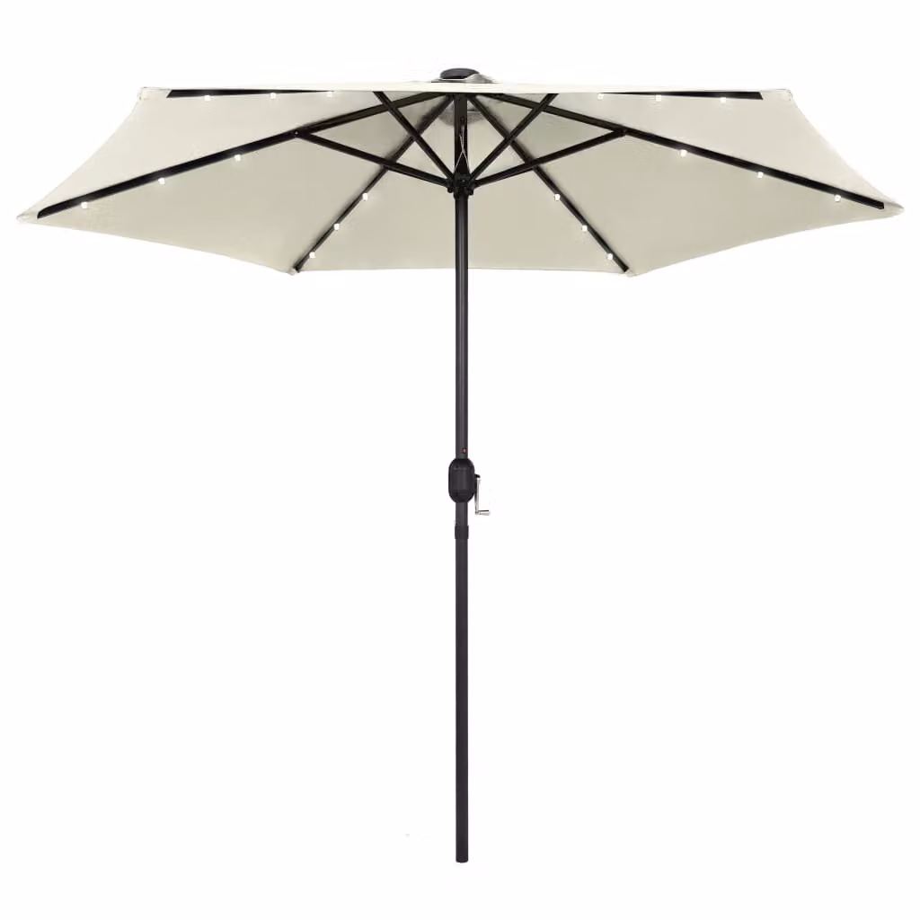 vidaXL Ombrellone con illuminazione a LED e palo in alluminio 270 cm bianco sabbia