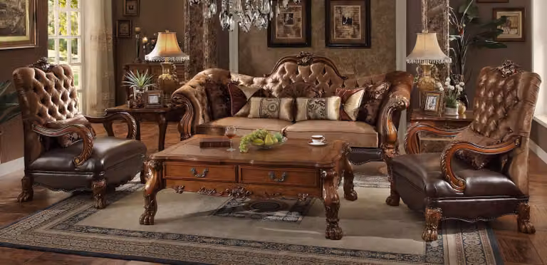 Komplett Set Sofagarnitur 3+1+1 Sitzer Designer Wohnlandschaft 3tlg Gruppe Holz