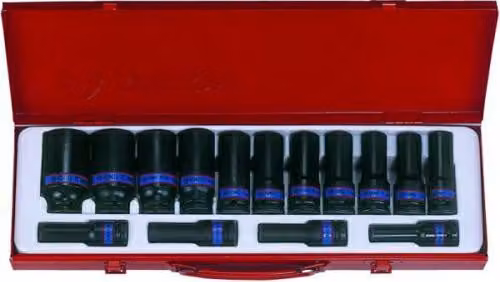 King Tony Set di 12 bussole ad angolo lungo 1/2"15Cz. 10-32Mm