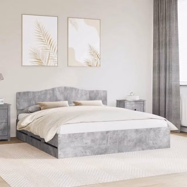 Struttura del letto con cassetto Grigio cemento 200 x 200 cm 3412973