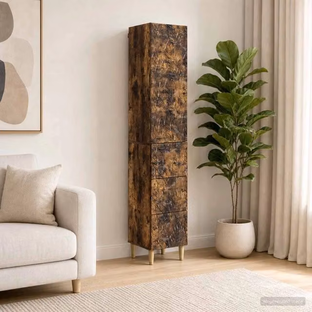 Set di 2 armadi moderni vidaXL in legno marrone con ante a battente e ripiani interni L/P/H: 33 x 34,5 x 90 cm
