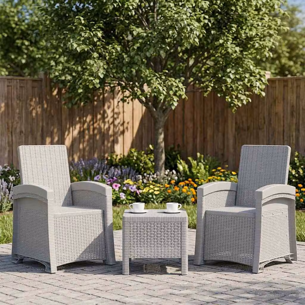 Set di 2 sedie da giardino reclinabili vidaXL in effetto rattan bianco con braccioli