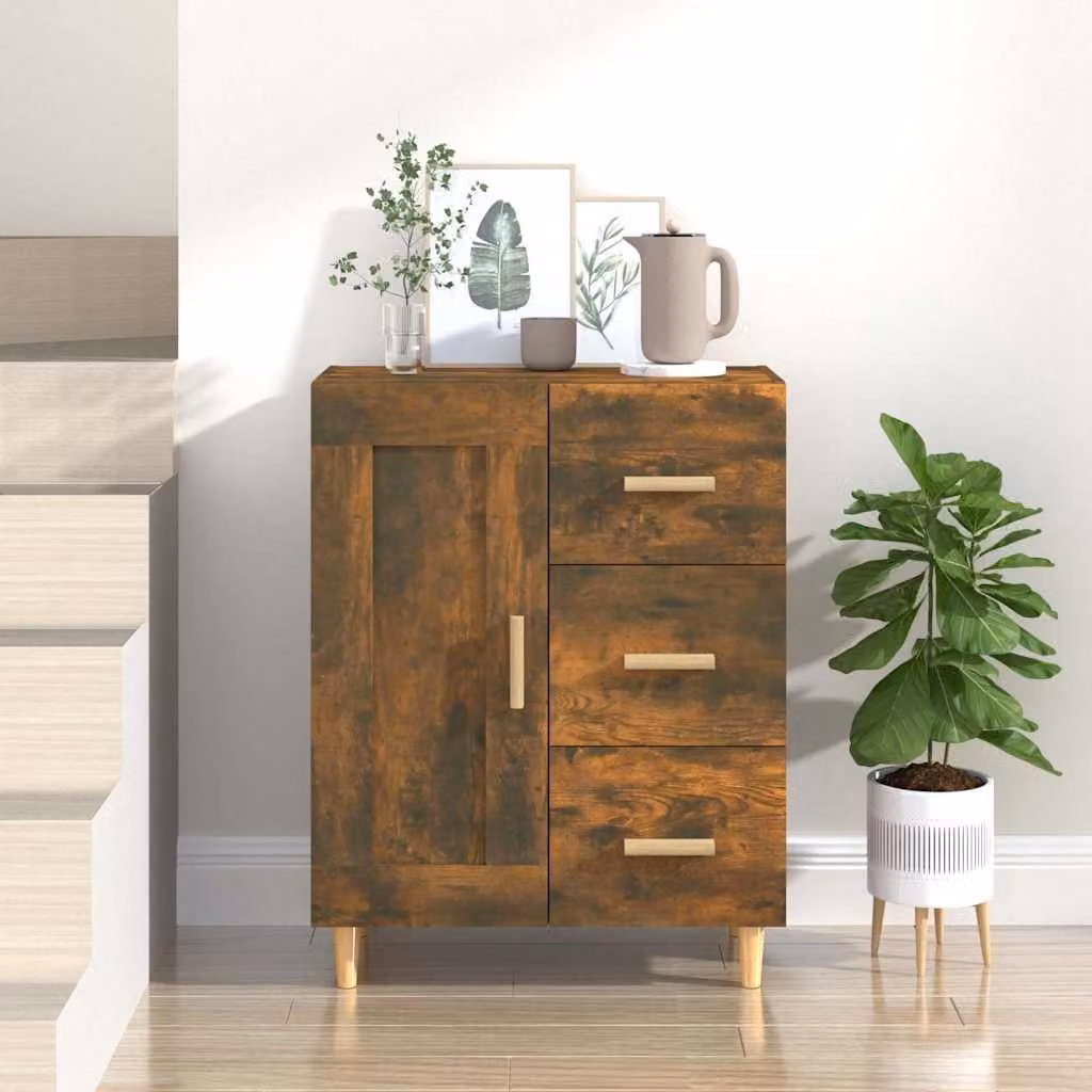 Credenza vidaXL in legno di eucalipto color marrone per soggiorno L: 69,5 cm, P: 34 cm, H: 90 cm