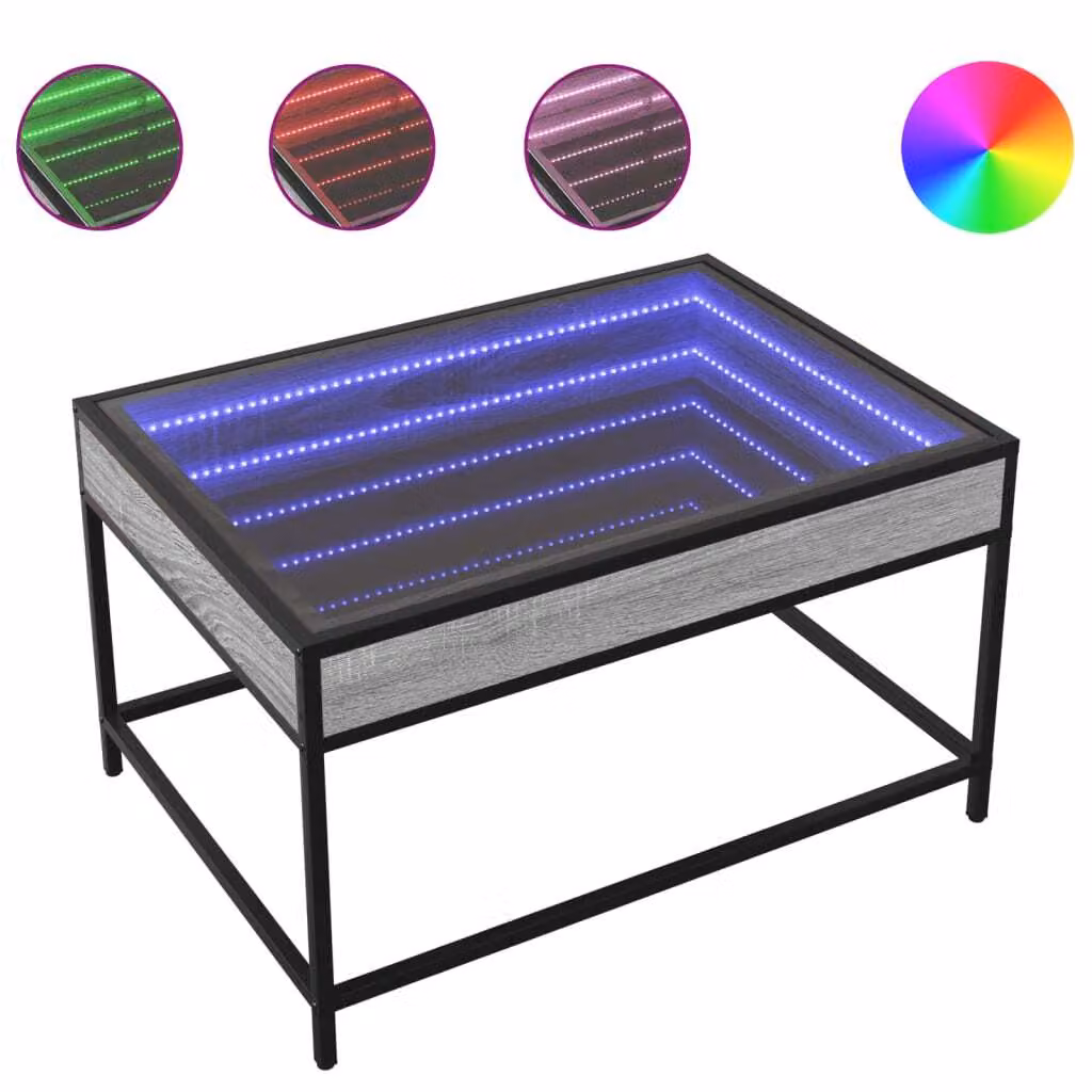 Tavolino da Salotto con LED Infinity Grigio Sonoma 70x50x41 cm