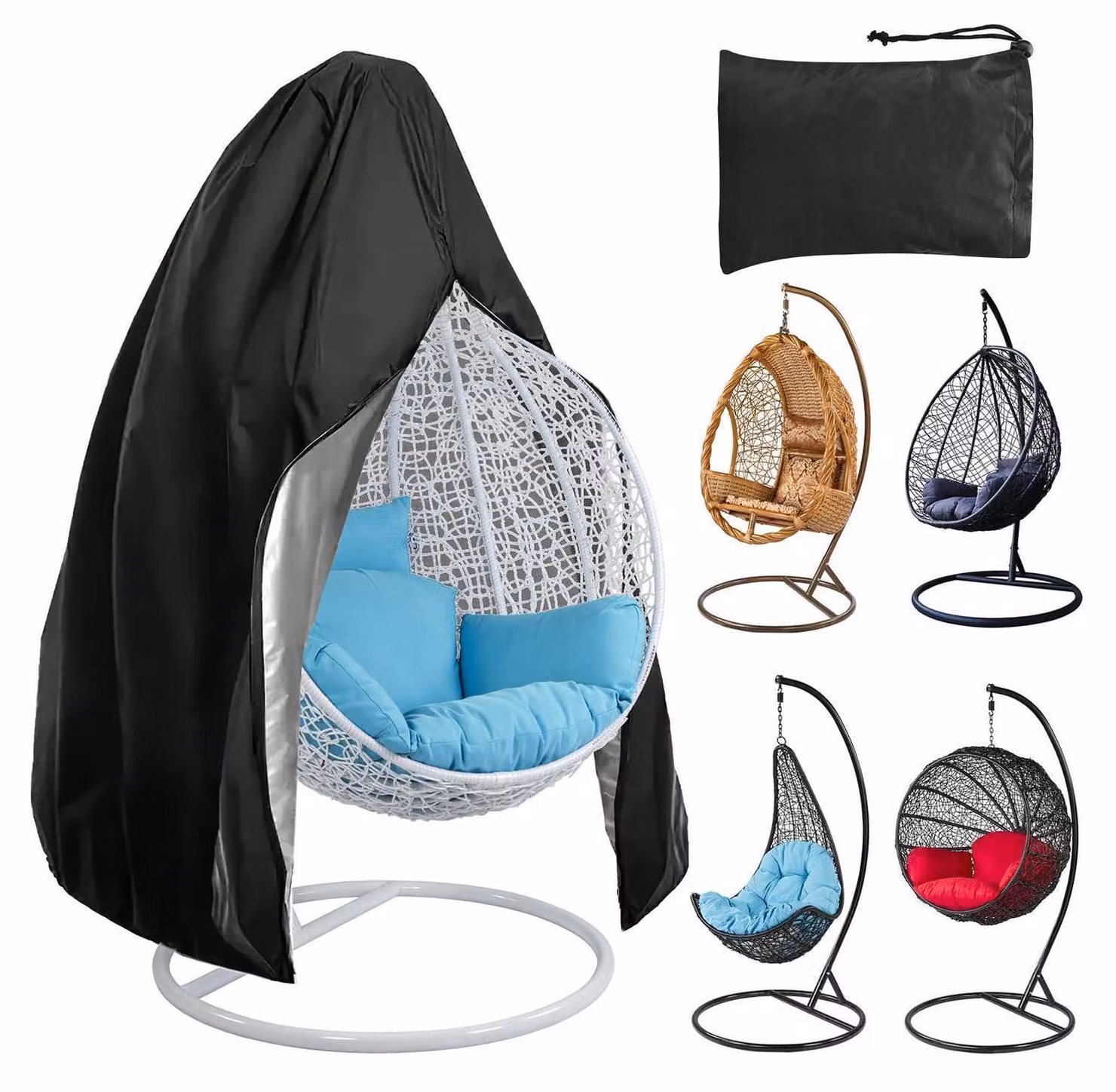 Copertura per sedia a dondolo, con cerniera, impermeabile e resistente ai raggi UV, dimensioni 190x115 cm