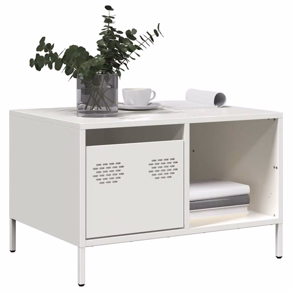 vidaXL Tavolino Bianco in Metallo per Soggiorno o Camera da Letto L: 50,0 cm, P: 50,0 cm, H: 43,5 cm