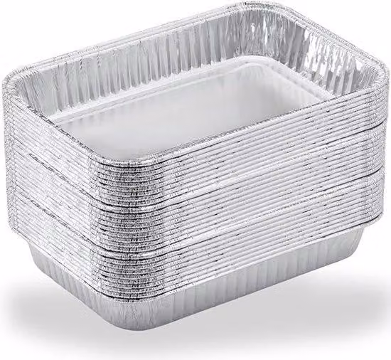 Set da barbecue in alluminio da 20 pezzi - Rivestimento antiaderente - Contenitore per grigliare e cucinare - Utilizzo sicuro sul barbecue - Contenitore da barbecue in alluminio - 22x16 cm - Capacità 1000 ml.