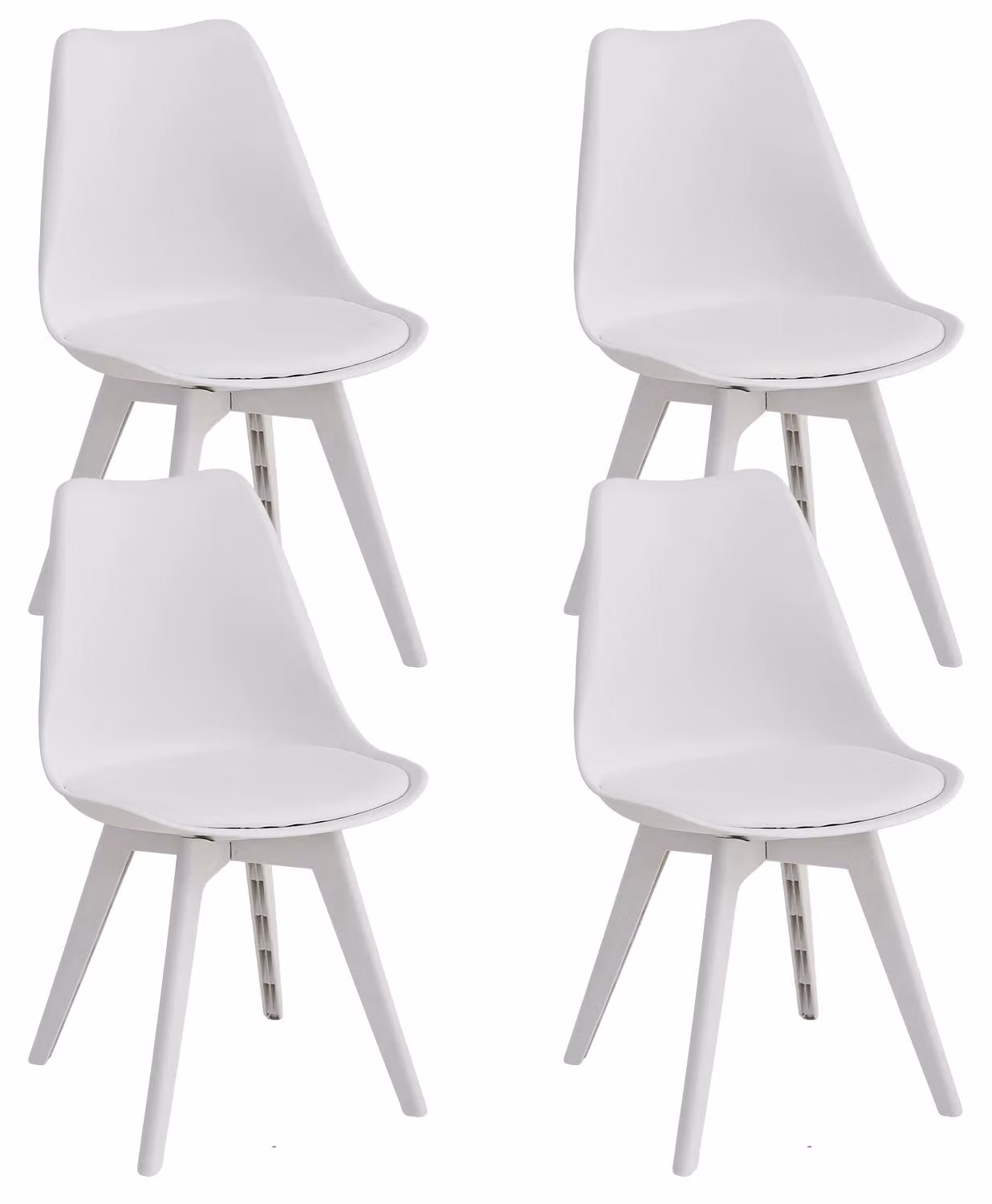 Sedie da pranzo - Sedie in plastica - Set da 4 - Design moderno minimalista - Senza imbottitura - Da montare - Bianco