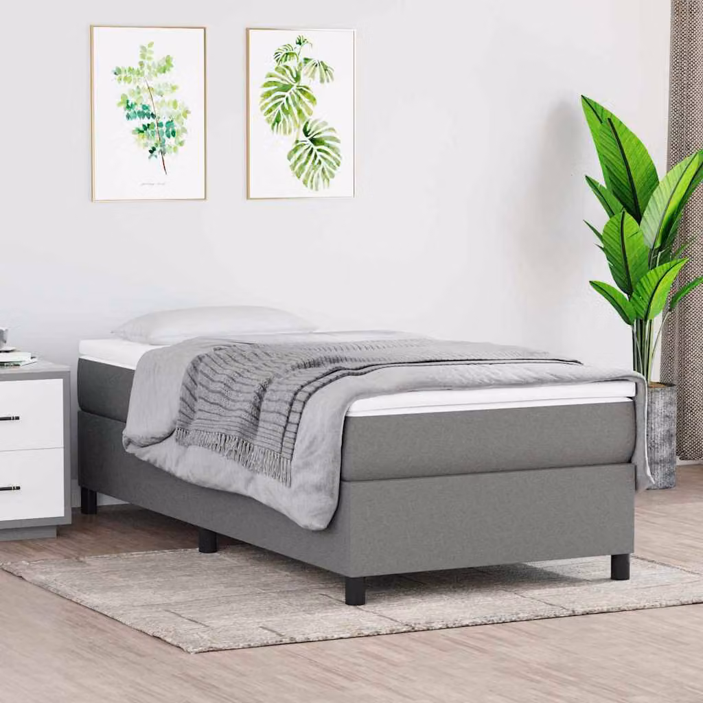 vidaXL Struttura Letto a Rete a Molle in Tessuto Grigio con Doghe Curvate L: 200 cm, P: 80 cm, H: 35 cm