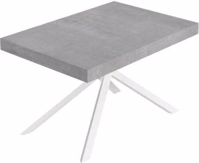 Tavolo Allungabile Niket GIORDANOSHOP Moderno con Piano in Cemento Grigio e Gambe Bianche L/P/H: 140-400 x 90 x 74 cm