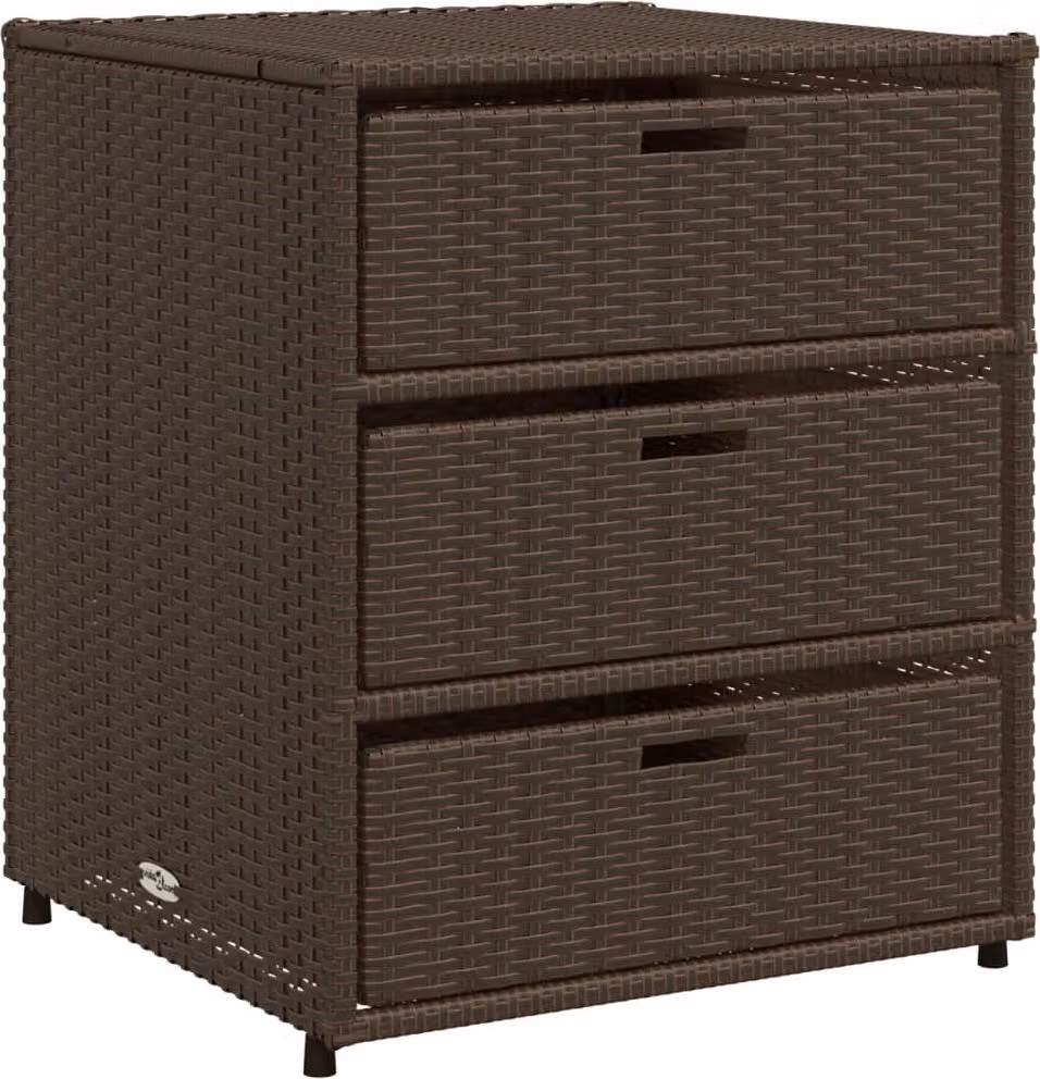 Armadietto Portaoggetti Giardino Marrone 55x59x69cm Polyrattan