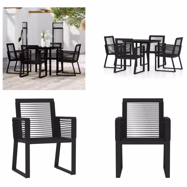vidaXL Set da pranzo da giardino 5 pezzi nero - Set da pranzo da giardino - Set da pranzo da esterno - Set da pranzo da patio