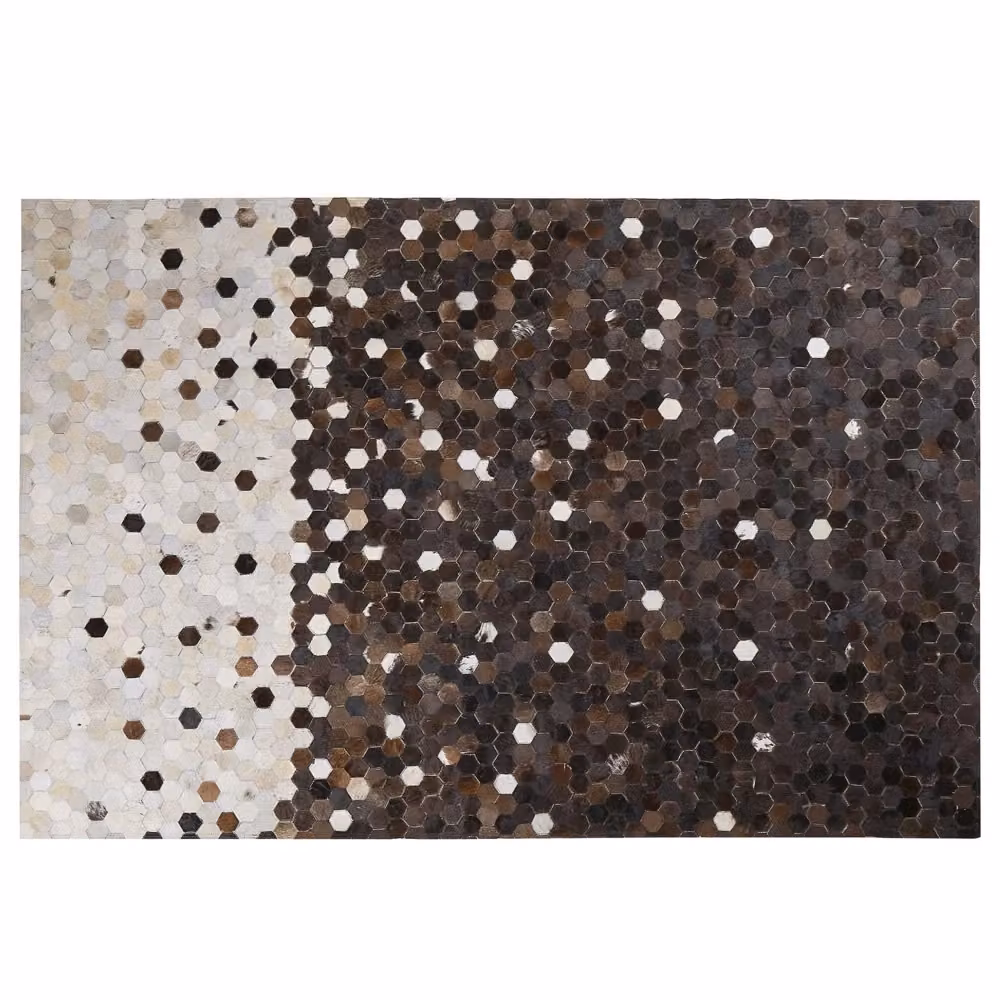 Tappeto Patchwork Rustico BELIANI in Pelle Multicolore Marrone e Beige L: 140 cm x P: 200 cm – 2