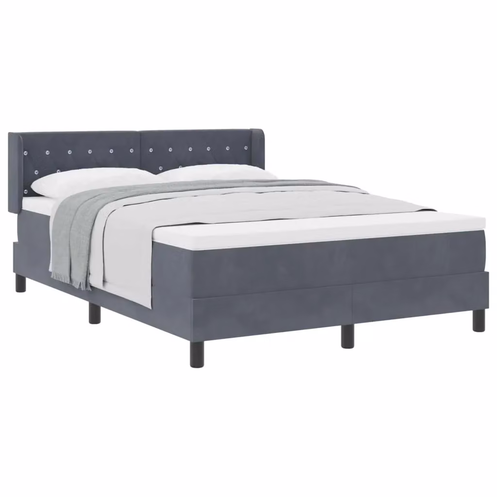 Letto ibrido con molle e schiuma vidaXL con testiera in velluto grigio, L/P: 140 x 200 cm – 2