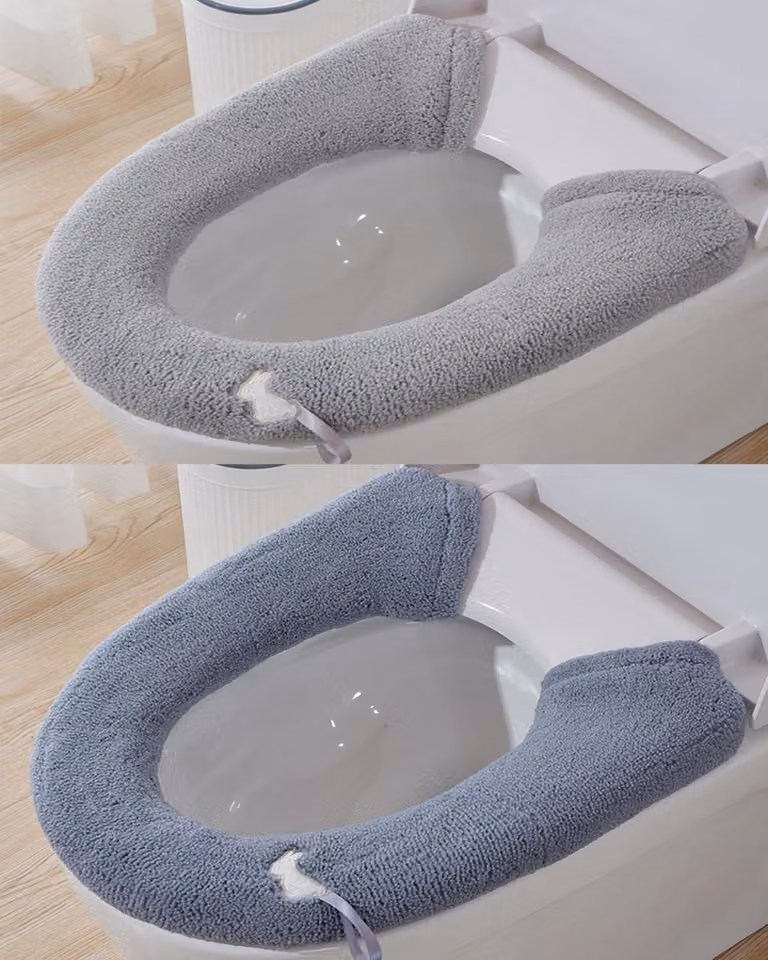 Copriwater lavabili - Copriwater caldi per sedili a bottone (grigio scuro + grigio chiaro)