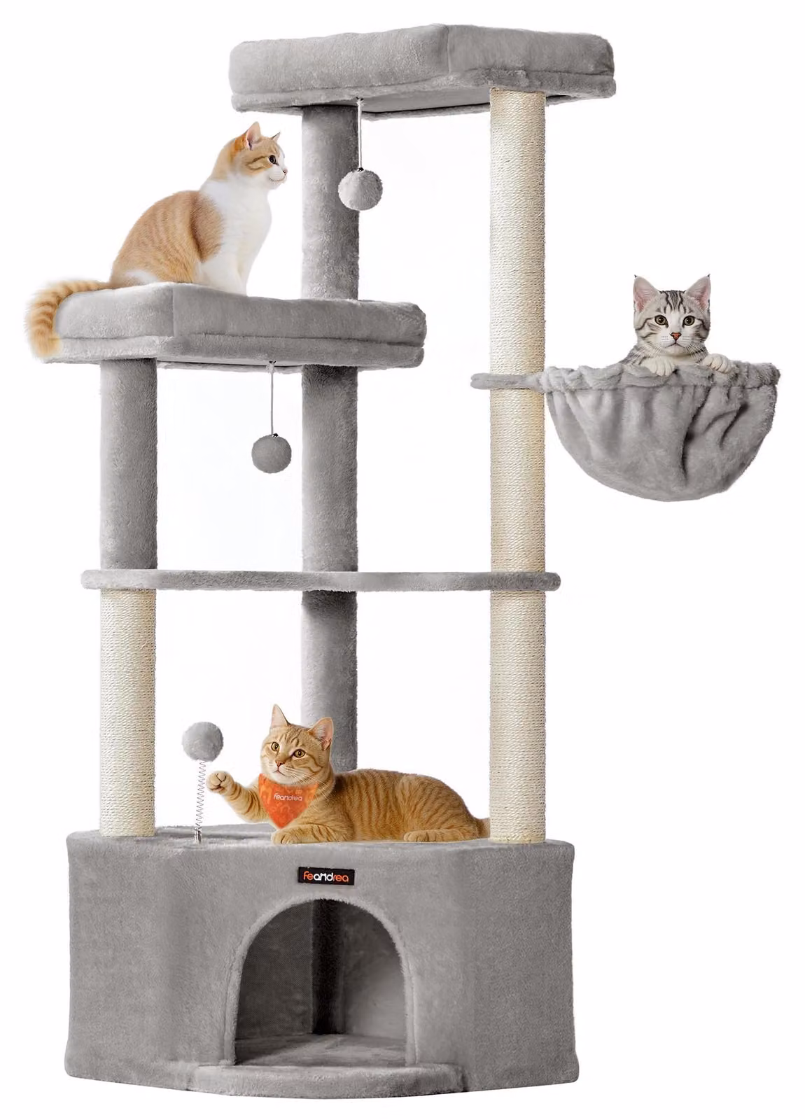Albero per gatti Feandrea, con ampia cuccia, dimensioni 48,5 x 48,5 x 140,7 cm