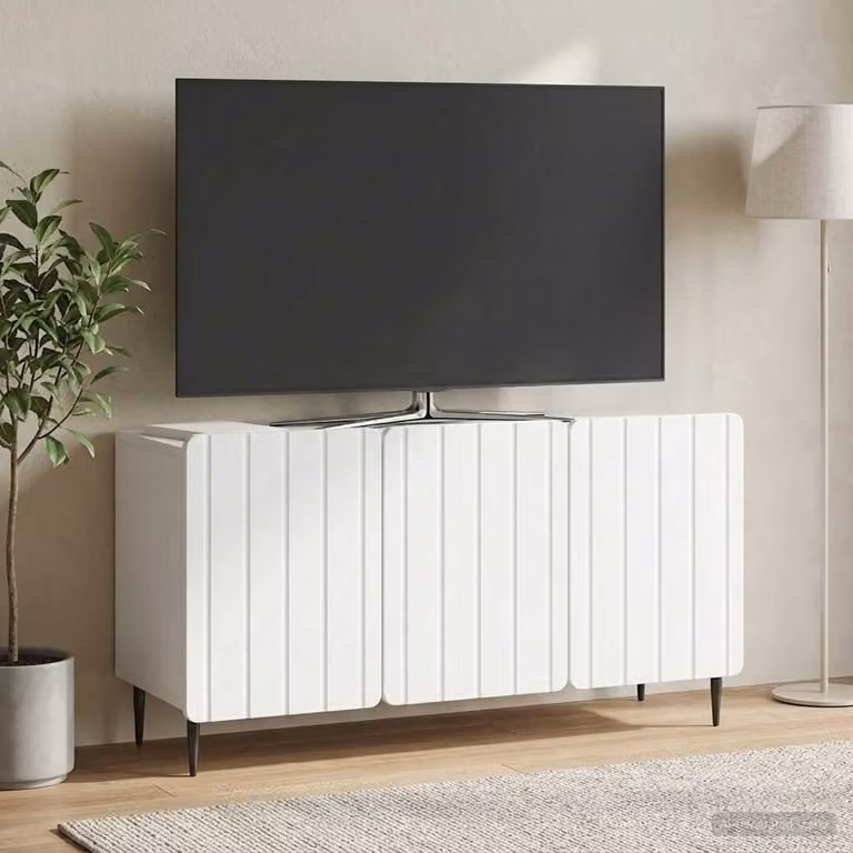 vidaXL Carrello Mobile per TV Bianco con Ruote in Legno e Metallo L: 99 cm, P: 34,5 cm, H: 52 cm