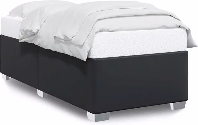 Letto singolo moderno in similpelle nera con struttura imbottita L/P/H: 90 x 190 cm