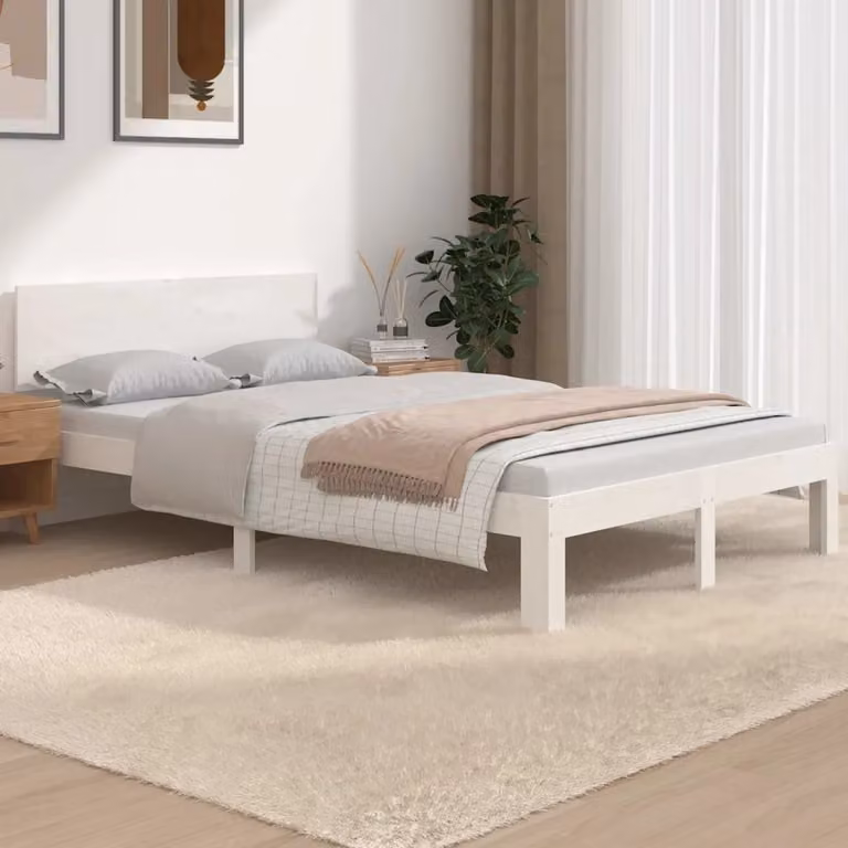 Giroletto vidaXL in legno massello di pino bianco con doghe fisse L/P: 120 x 200 cm