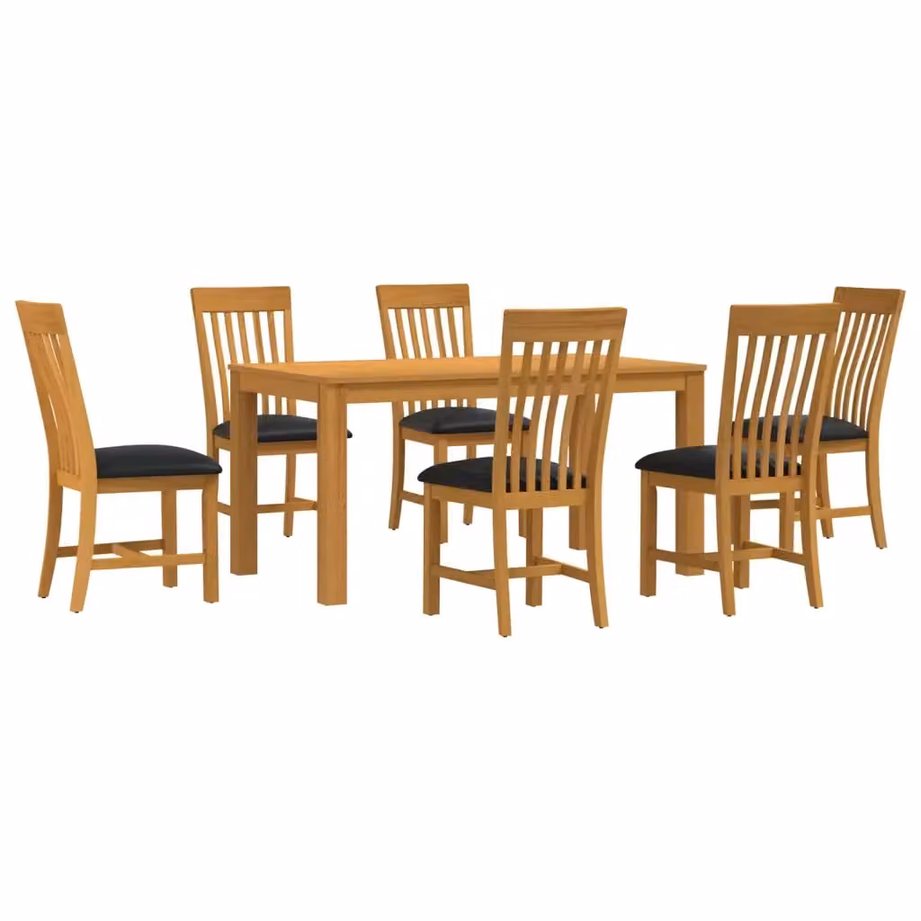 Set da pranzo moderno vidaXL in legno di quercia composto da 7 pezzi, colore nero e marrone