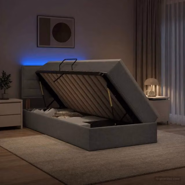 Letto con contenitore LED e materasso Grigio Chiaro 90 x 200 cm 3458973