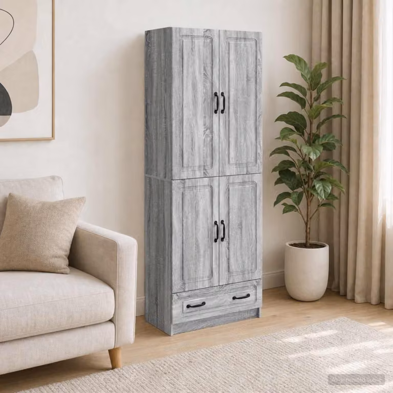 Set di 2 armadi moderni vidaXL in legno ingegnerizzato grigio con ante a battente e ripiani interni L/P/H: 92 x 34,5 x 66 cm