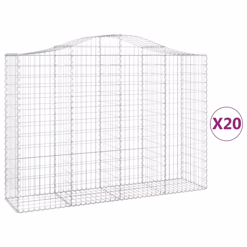 Set di 20 Cesti Gabbioni ad Arco Videx in Acciaio Zincato Colore Argento L/P/H: 200 x 50 x 140/160 cm – 2