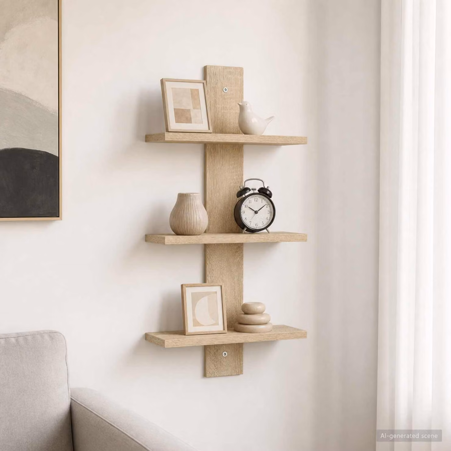 Scaffale da parete moderno vidaXL in legno MDF, colore marrone e beige, L 30 cm x P 13.5 cm x H 64.5 cm