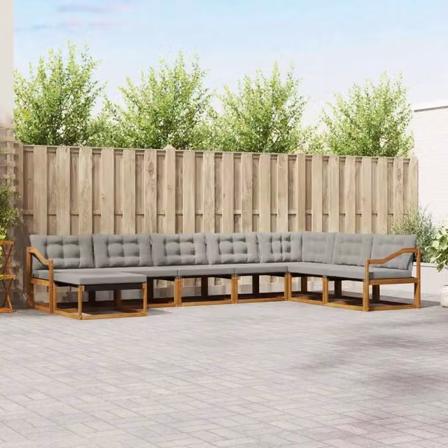 Set di divani da esterno 8 pz Grigio Naturale e Chiaro 3369754