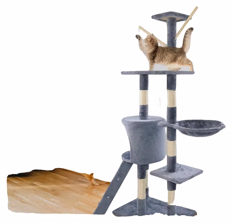 Albero per gatti, design multistrato, con tiragraffi integrati, altezza 140 cm